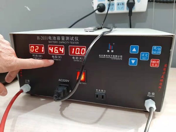 Battery-testing-machine-showing-time
