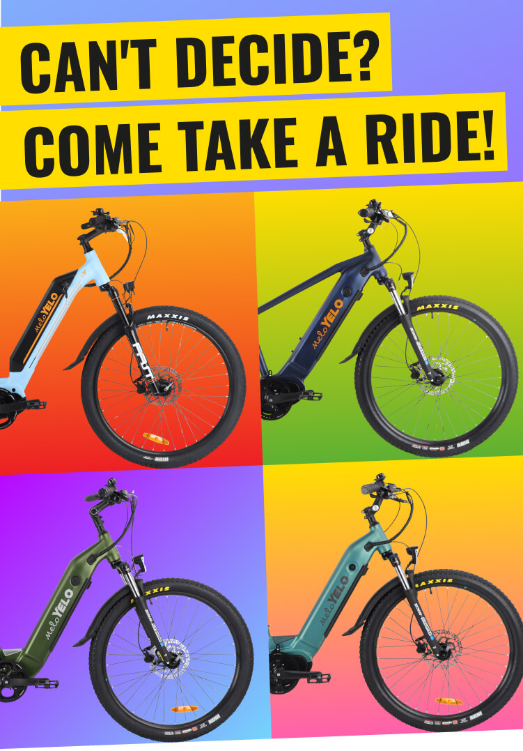 Can't Decide? Come take a ride! Line up of MeloYelo EBikes