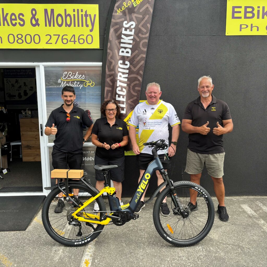 Prize winner Dave Hardy with his new MeloYelo SuperTrail electric bike